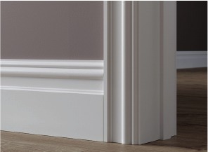 Primed Victorian MDF skirting and architrave