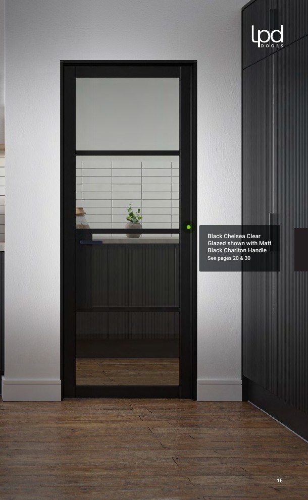 LPD Manhattan black glazed interior door