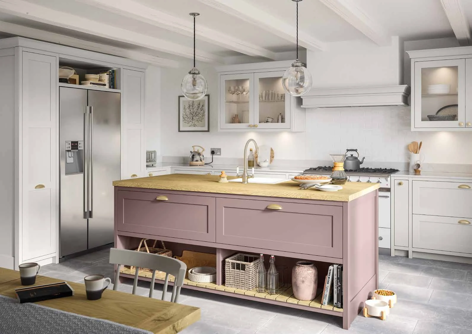 Clifden — Light Grey & Vintage Pink kitchen or living-space photograph