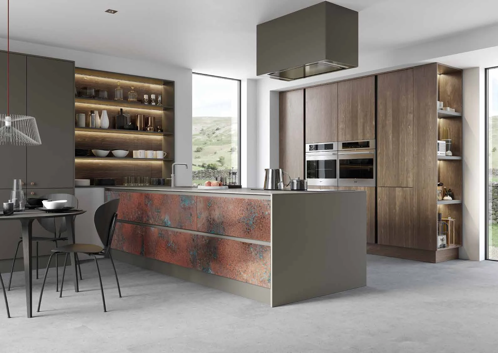 Ferro — Oxidised Copper, Rezana Espresso & Zola Matte Lava kitchen or living-space photograph