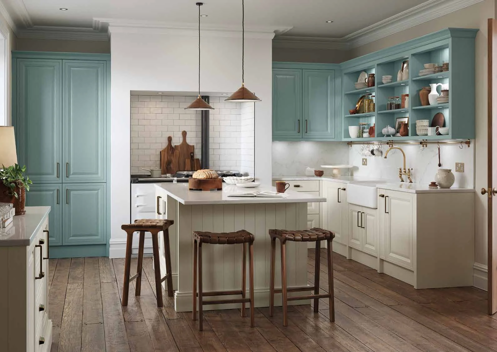 Jacobsen — Light Teal & Taupe Grey kitchen or living-space photograph