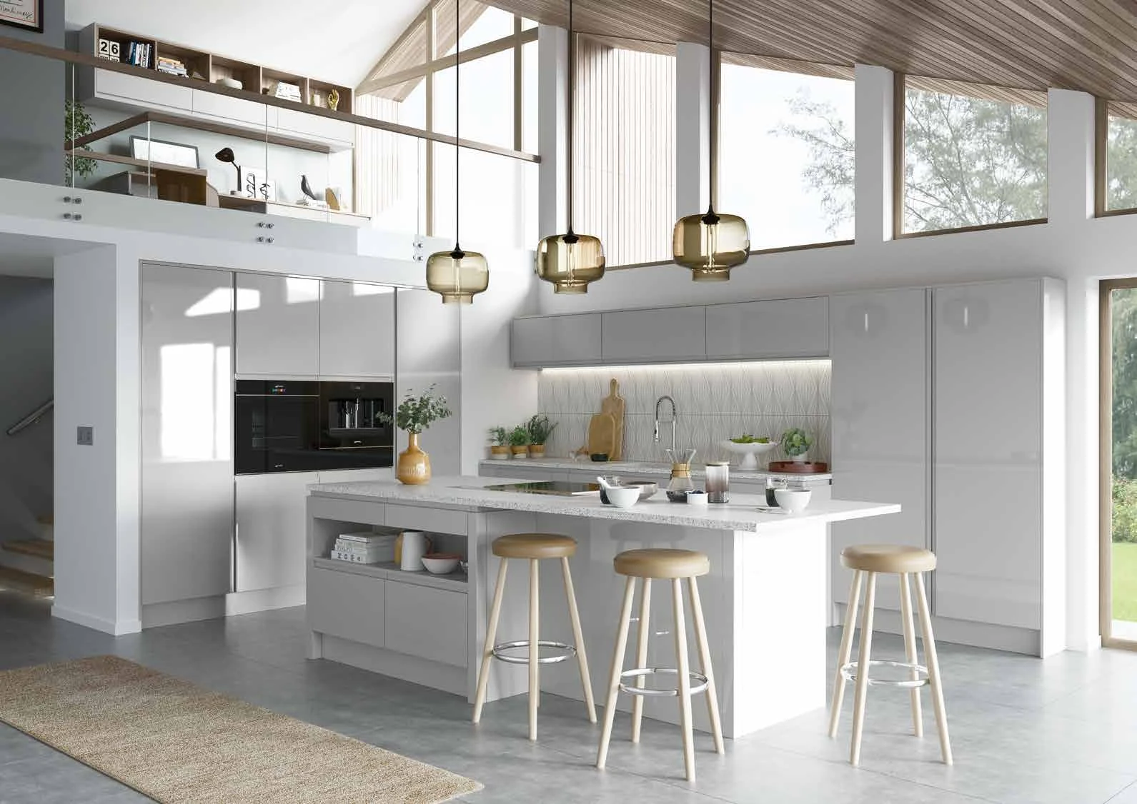 Strada Gloss — Light Grey kitchen or living-space photograph