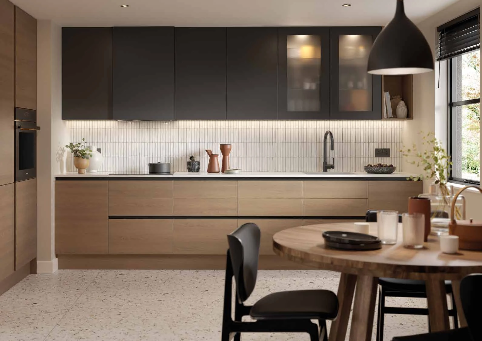 Tavola — Parched Oak & Zola Matte Graphite kitchen or living-space photograph
